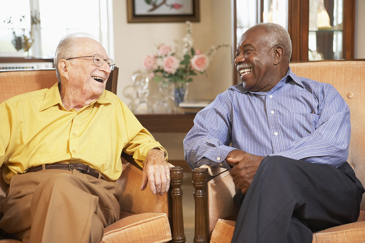 Residents laughing together at Springwood Landing